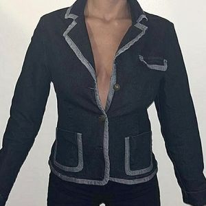 Black Denim Button Down Blazer - Small-Medium